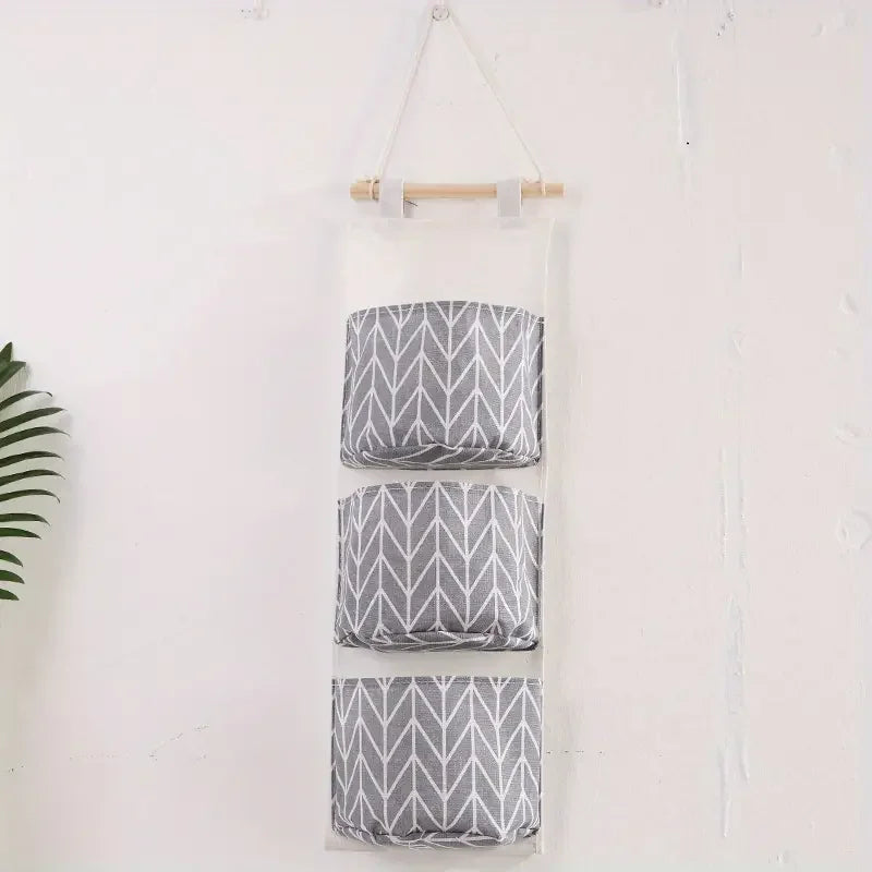 three-tier hanging bag in moisture-resistant cotton linen blend