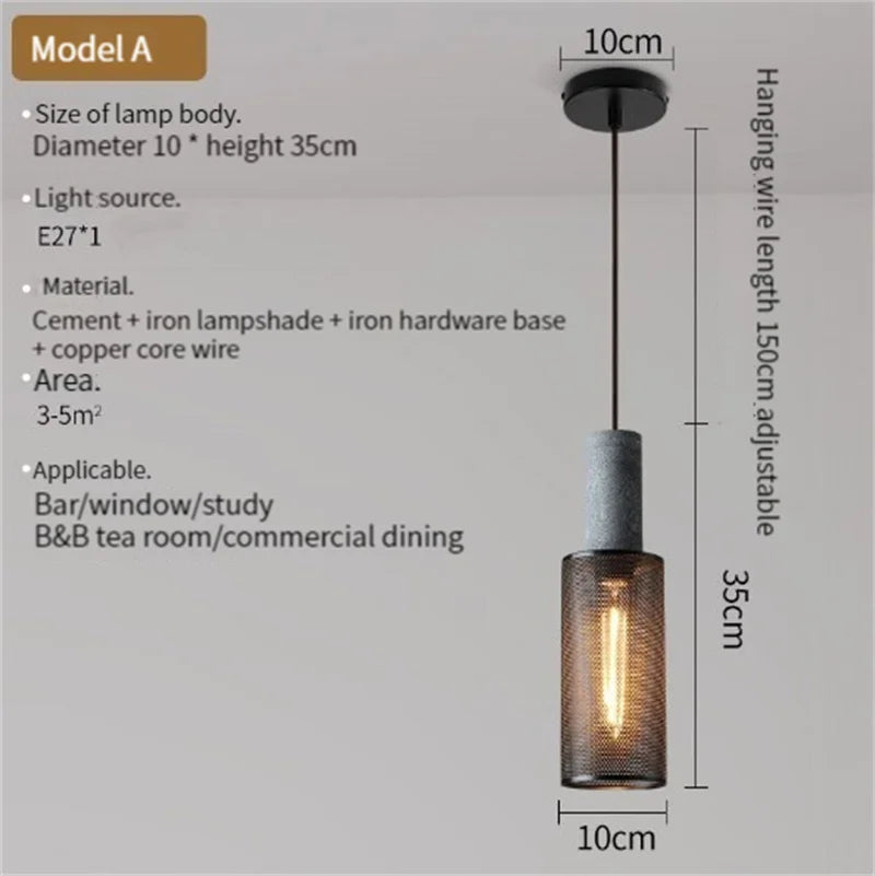 Concrete and iron pendant light - vue 11 sur 29