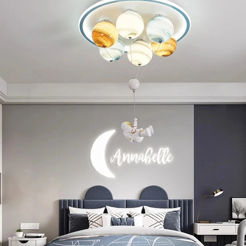 Cartoon hot air balloon and little bear ceiling light for children