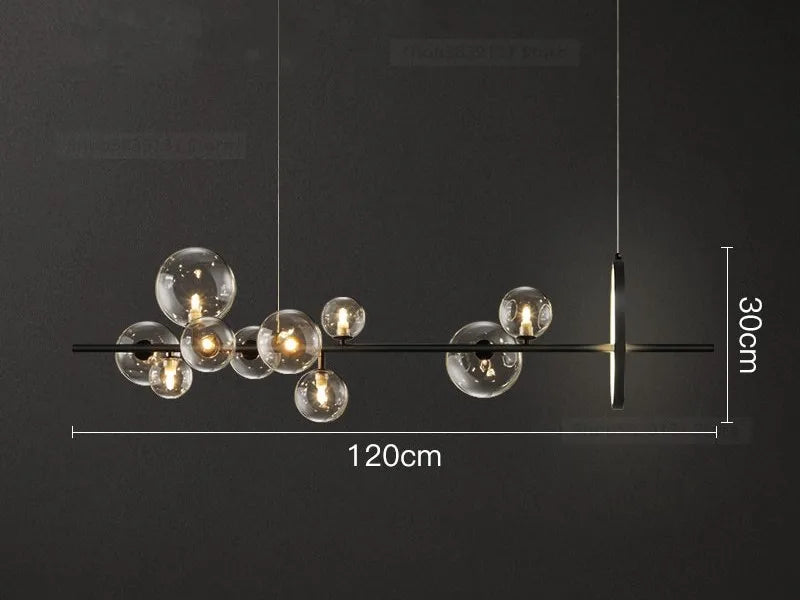 Modern clear glass chandelier with metal bubbles