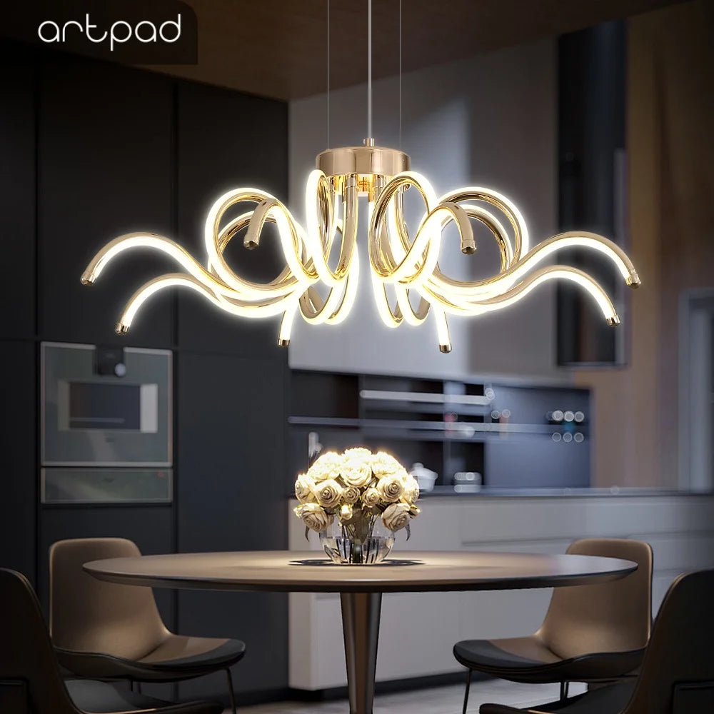 Modern gold Artpad chandelier with remote control for indoor lighting