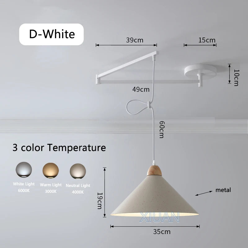 Modern swinging arm LED pendant light - vue 9 sur 30