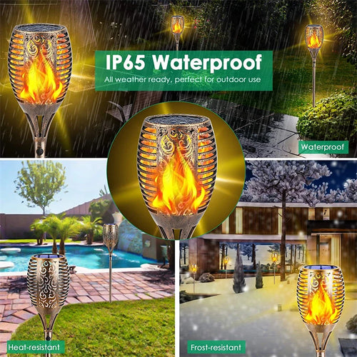 Outdoor solar LED flame effect garden lights waterproof landscape lighting - vue 3 sur 8