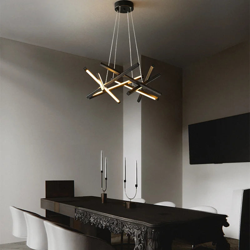 Modern LED pendant branch chandelier in metal nordic design - vue 4 sur 9