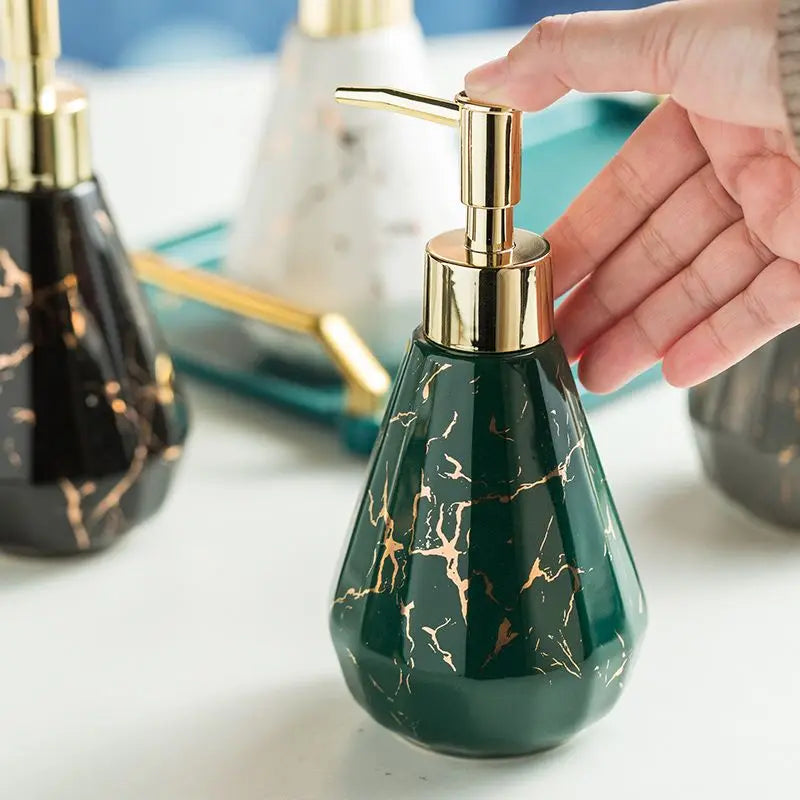 marbled ceramic bottle with diamonds for decorative storage