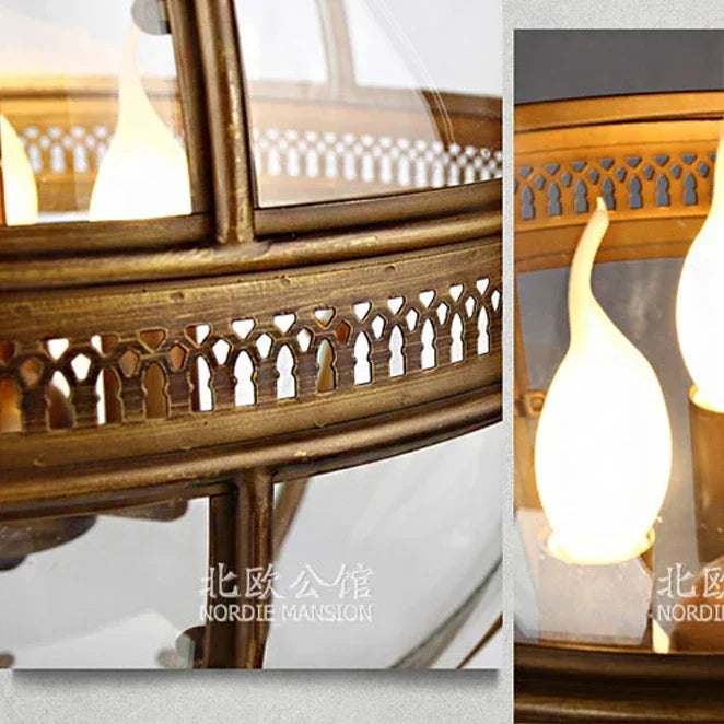 Retro spherical chandelier in iron and glossy glass - vue 6 sur 11