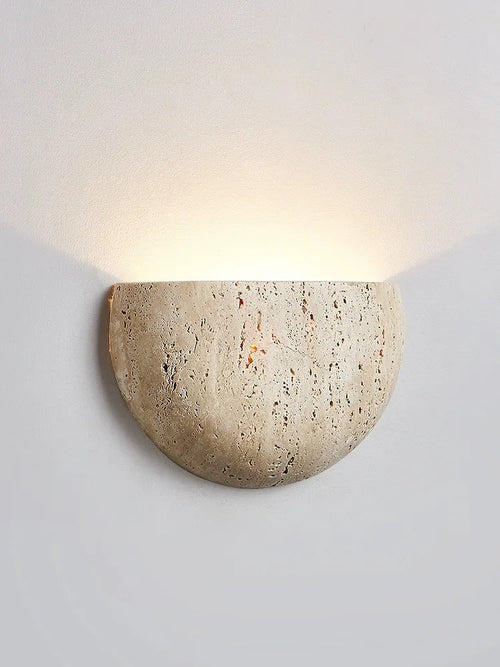 Medieval style retro LED wall lamp in natural stone - vue 5 sur 6