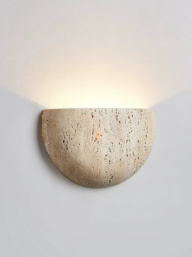 Medieval style retro LED wall lamp in natural stone - vue 5 sur 6