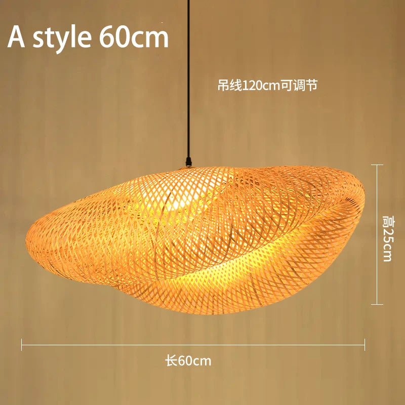 Handmade Chinese style bamboo chandelier with vintage pastoral weaving - vue 18 sur 30