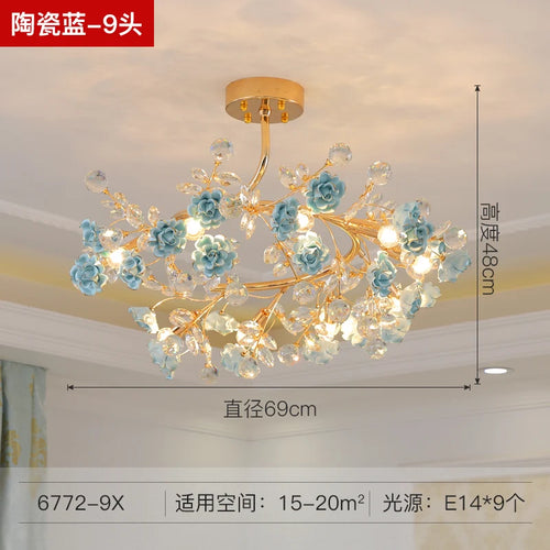 Italian ceramic chandelier with crystal lighting for weddings and interiors