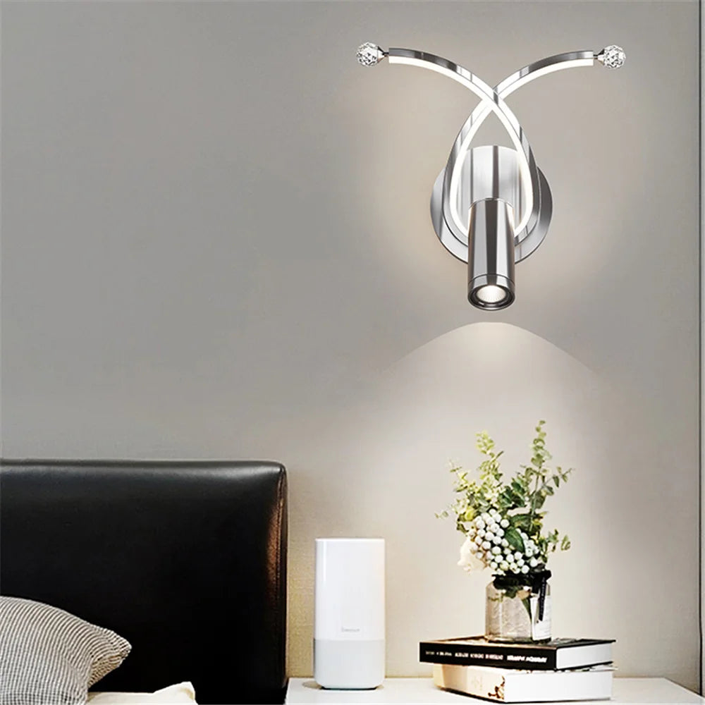 Modern chrome LED wall light for designer interiors
