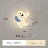 Modern elephant children's wall light with soft glow