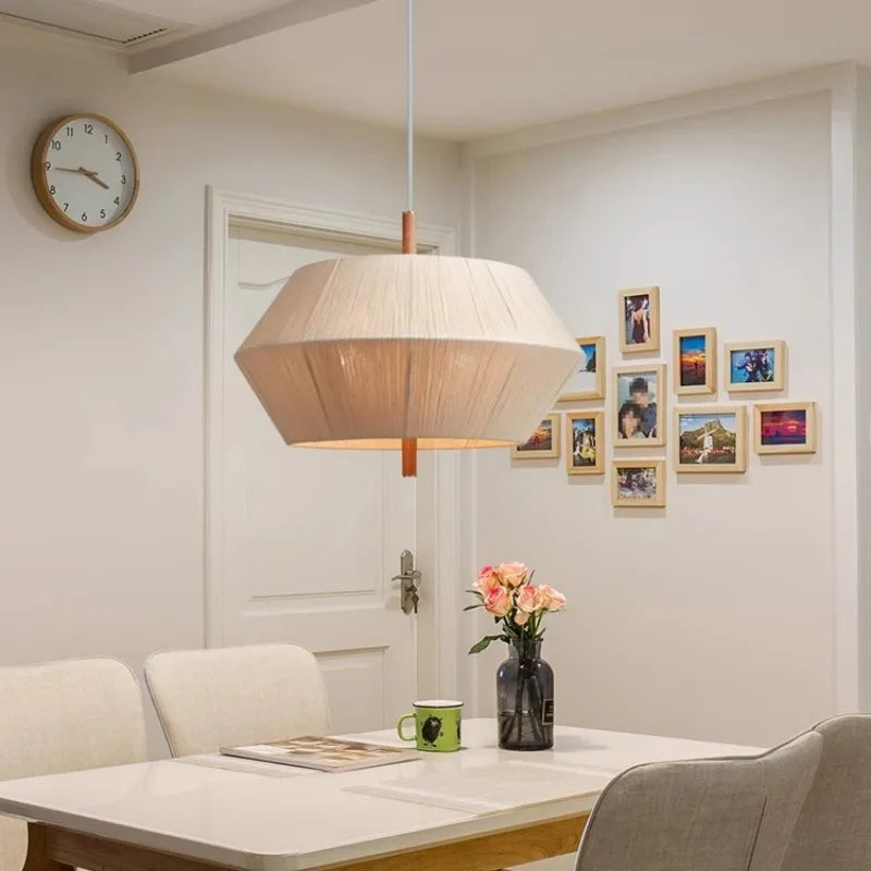 Nordic wabi sabi cotton thread pendant light for interior decoration - vue 4 sur 9