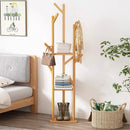 hanging coat rack with 10 hooks and integrated shelf