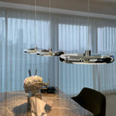 Designer circular plated aluminium LED chandelier