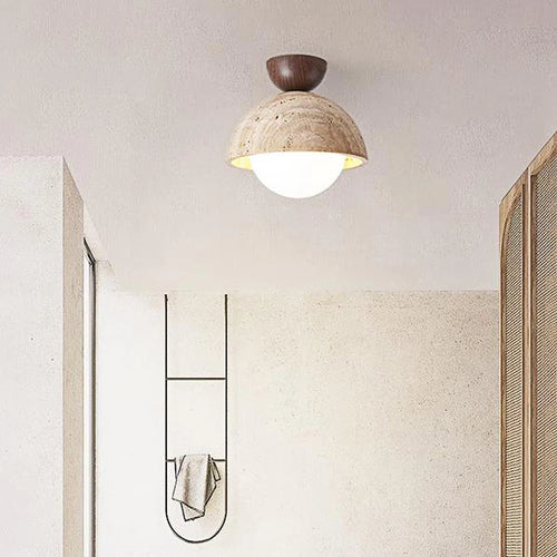 Scandinavian travertine wabi sabi LED marble ceiling light - vue 4 sur 8