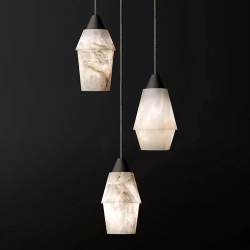 hanging chandelier led marble collection retro vintage style - vue 8 sur 9