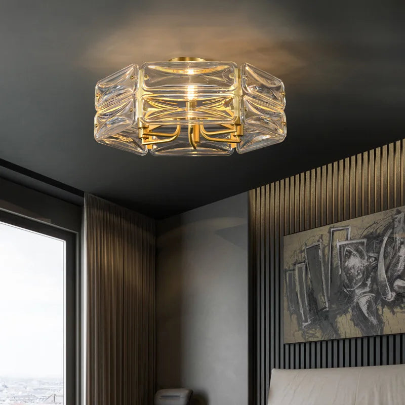 Modern luxury nordic copper LED surface mounted chandelier