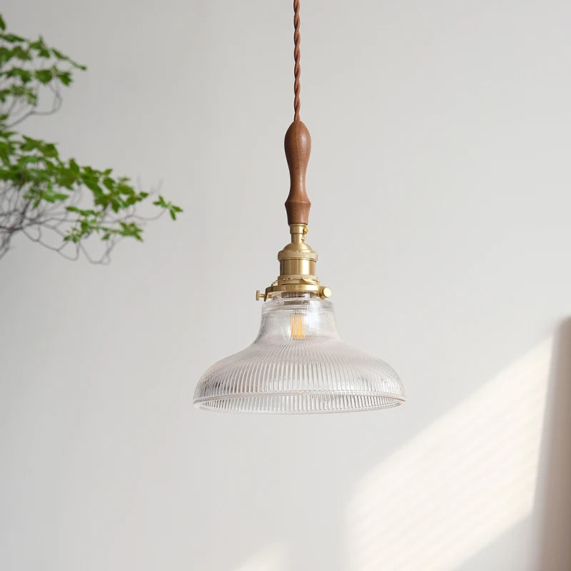 Nordic retro glass and brass pendant light for interior décor - vue 4 sur 6