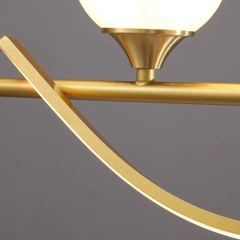 White glass-shaped chandelier with integrated LED lighting - vue 6 sur 7