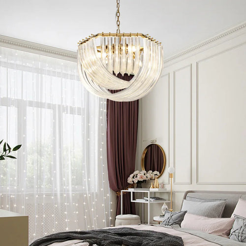 Modern glass LED chandelier for restaurant or hotel - vue 4 sur 14