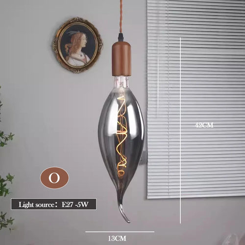 Retro art glass chandelier with solid wood for interior decoration - vue 13 sur 25