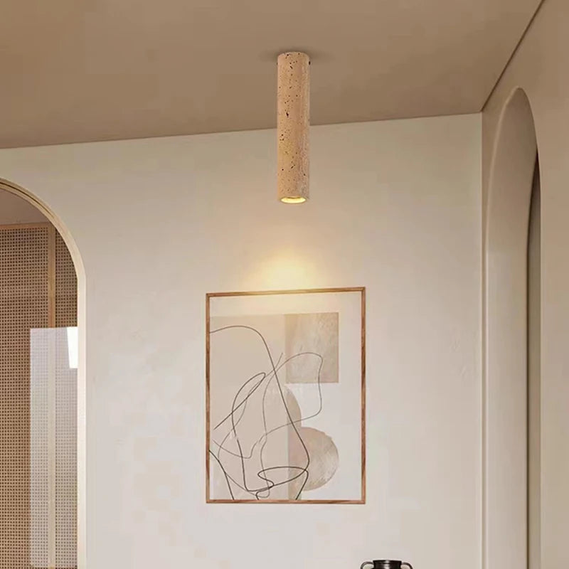 Cylindrical natural stone ceiling light - vue 4 sur 8
