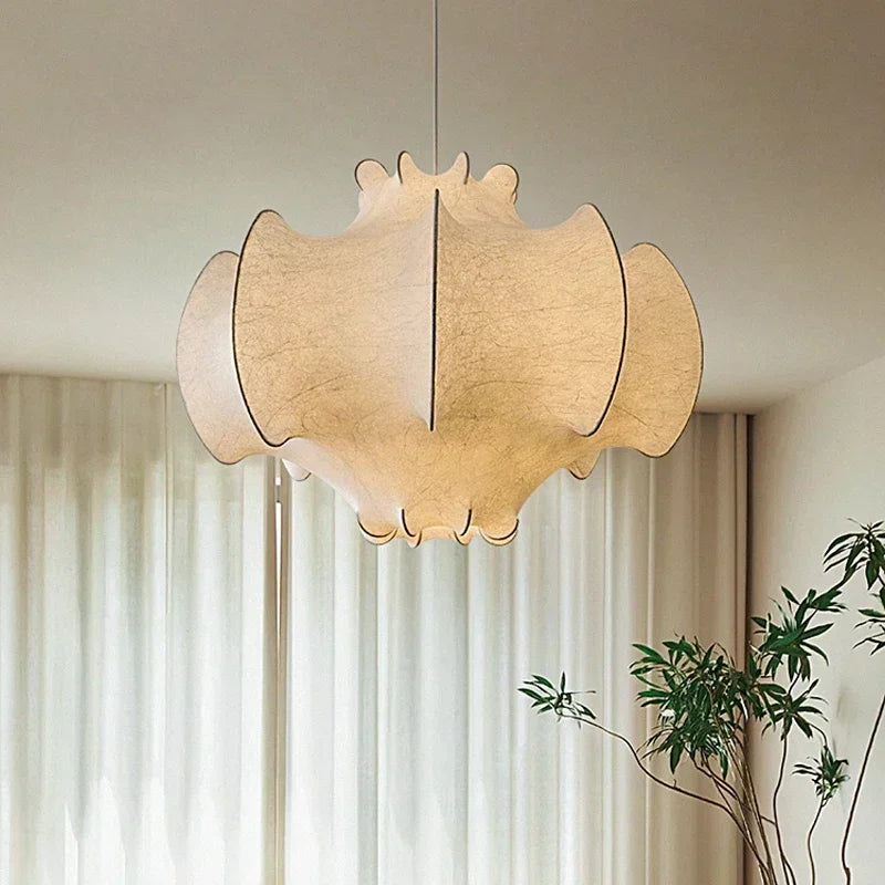 Nordic wabi sabi Japanese silk LED pendant light for indoors
