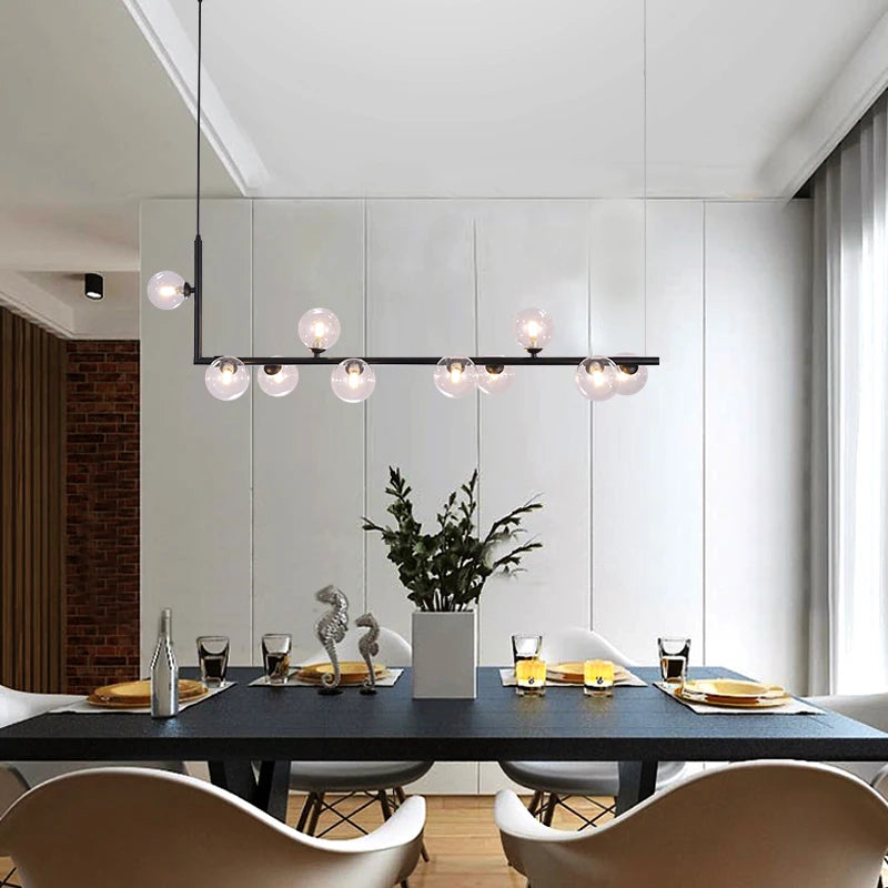 Modern linear chandelier for interior decor and dining table
