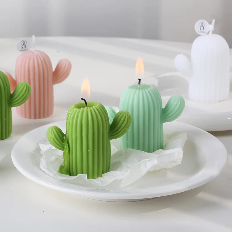cactus scented soy wax candles for decoration and photo props
