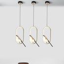 Nordic gold acrylic LED chandelier with bird bar pendants