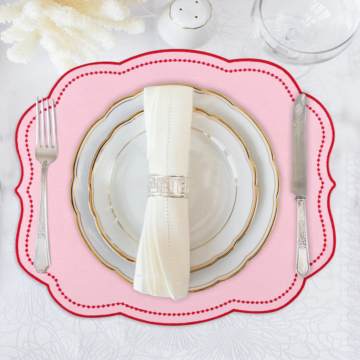 Set of 4 cotton linen blend dinner napkins - vue 4 sur 7