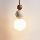 Wabi Sabi round gourd-shaped LED pendant light in yellow tuff