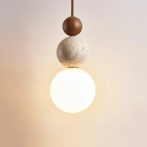 Wabi Sabi round gourd-shaped LED pendant light in yellow tuff