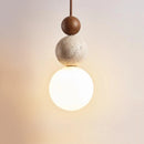 Round yellow tufa gourd-shaped LED pendant light wabi sabi