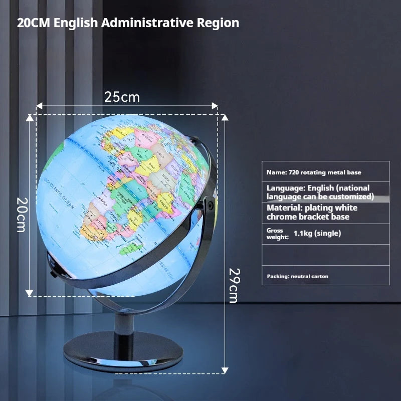 360 and 720 Rotating Lighted Globe for Kids School Supplies