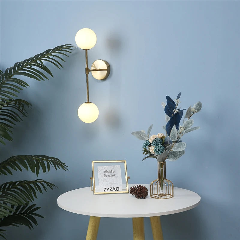 Post-modern simple gold glass LED wall light