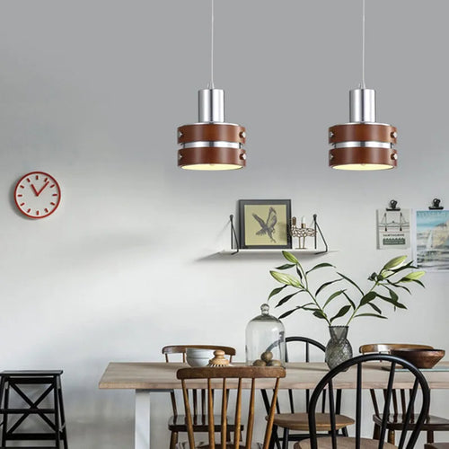 Creative pendant light in chrome wood and metal for interiors