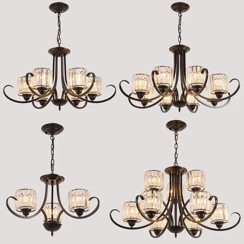 Retro crystal chandelier modern pendant light for indoor decor - vue 4 sur 16