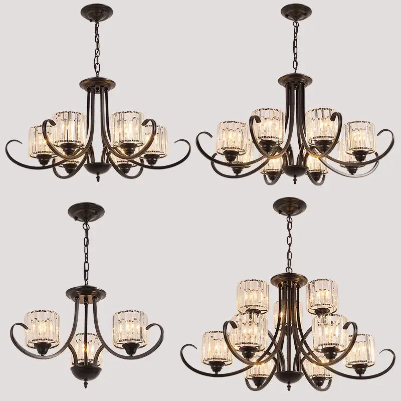 Retro crystal chandelier modern pendant light for indoor decor - vue 4 sur 16
