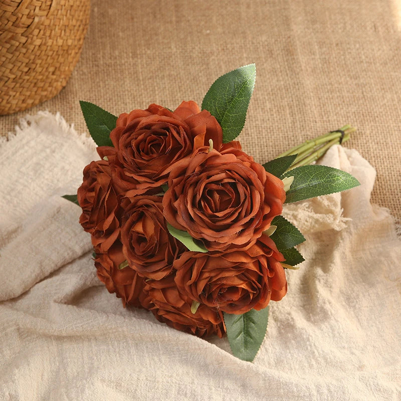 Artificial rose bouquet for indoor and outdoor decoration, faux flowers