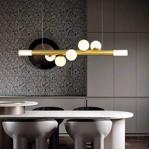 Long luxury postmodern real marble bar chandelier - vue 4 sur 10