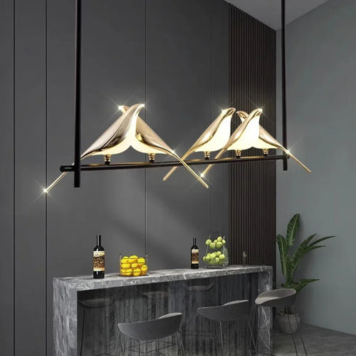 Led chandelier bird art loft original design decoration - vue 3 sur 18