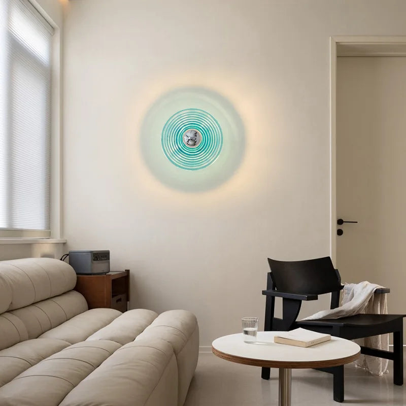 Wavy glass wall light for hallway, entrance and staircase - vue 5 sur 9