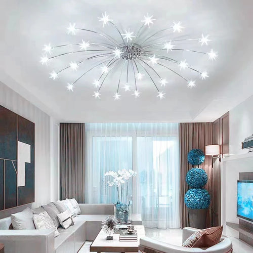 Modern Nordic creative LED ceiling light with starry sky effect for home decoration - vue 3 sur 18