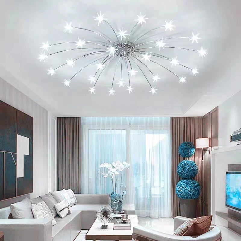 Modern Nordic creative LED ceiling light with starry sky effect for home decoration - vue 3 sur 18