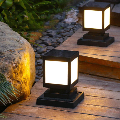 Decorative solar column lantern for garden and outdoor - vue 5 sur 20