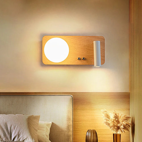 Simple solid wood LED wall light decorative magic bean study lamp