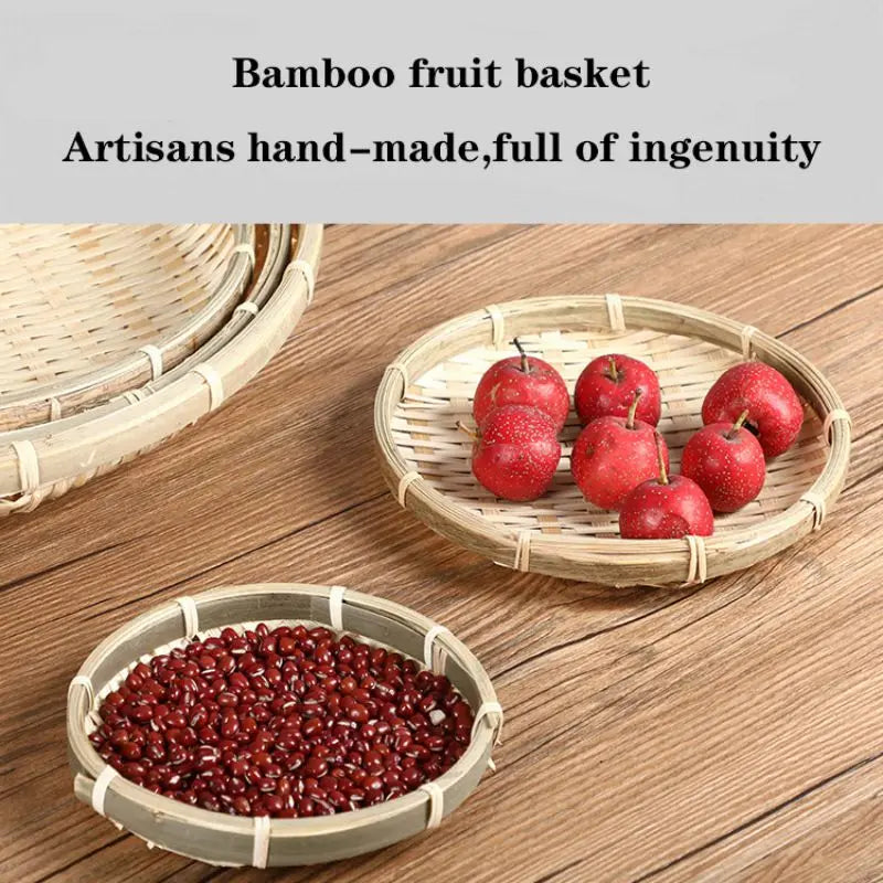 natural bamboo sieve for kitchen decorative bread basket DIY storage - vue 5 sur 7