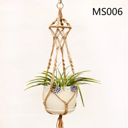 hemp rope hanging basket for decorative plants - vue 15 sur 16